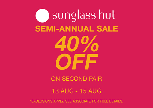 sunglass hut 40 off second pair