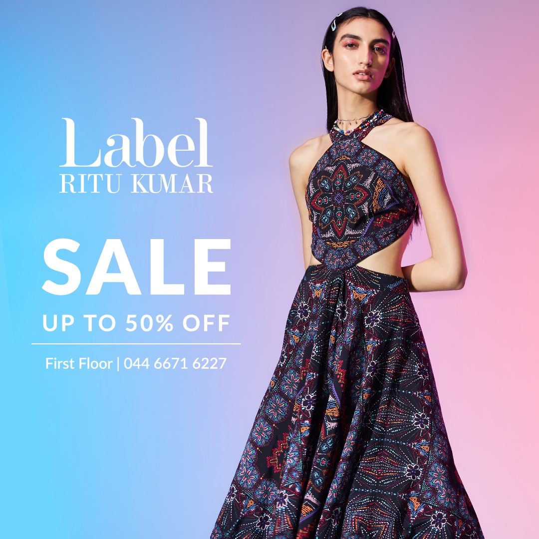 Buy Label RITU KUMAR Ecru Paisley Print Cut-Out Long Dress at Amazon.in