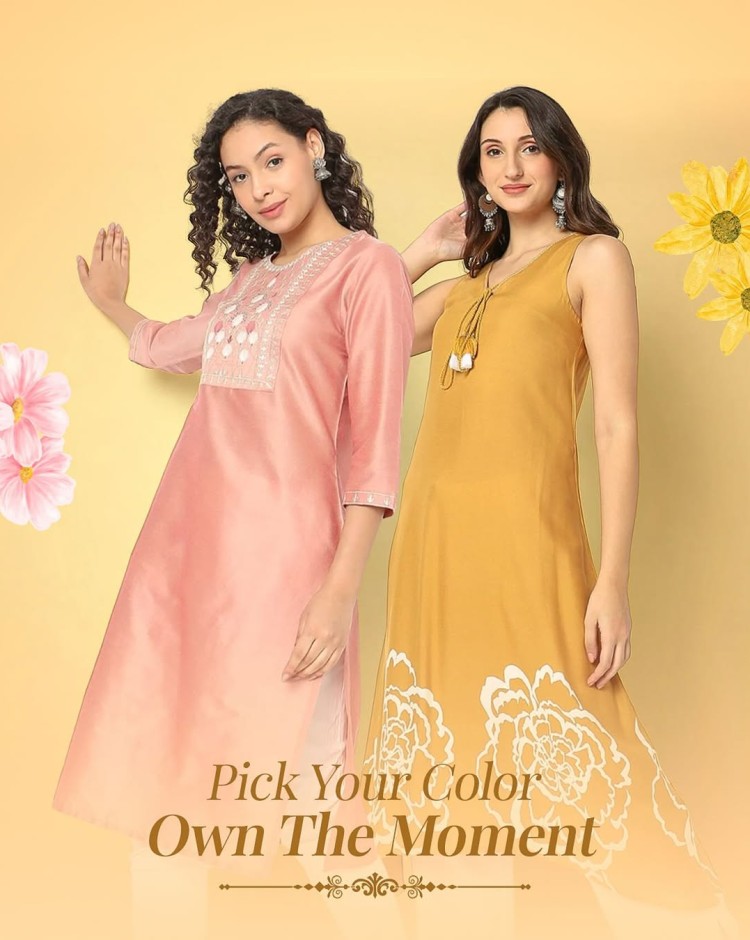 Ethnicity mobile banner showcasing sarees, kurtas and traditional fashion essentials collection