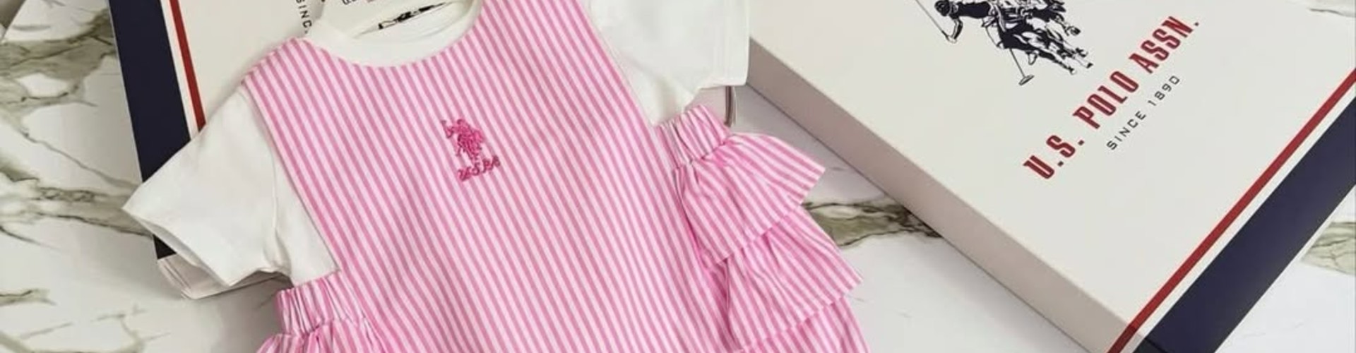 U.S. Polo Assn. Kids desktop banner highlighting kids’ fashion and casual apparel collection