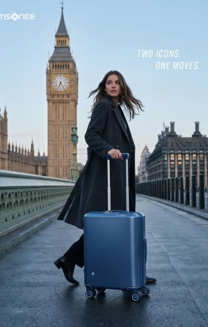 Samsonite travel store image featuring durable suitcases and travel gear