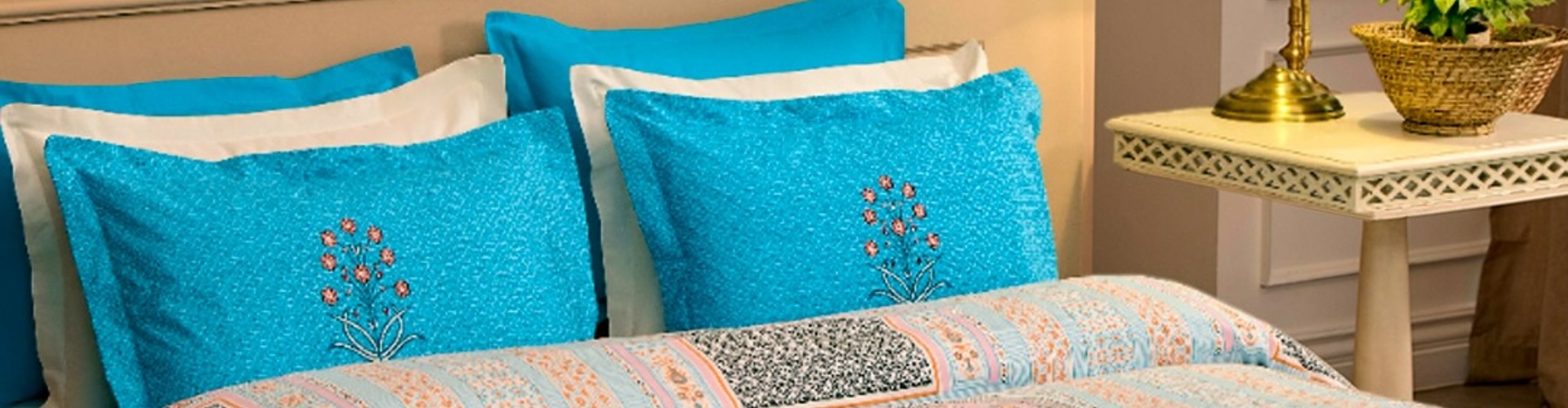 Portico desktop banner highlighting premium home linen and bedding collection