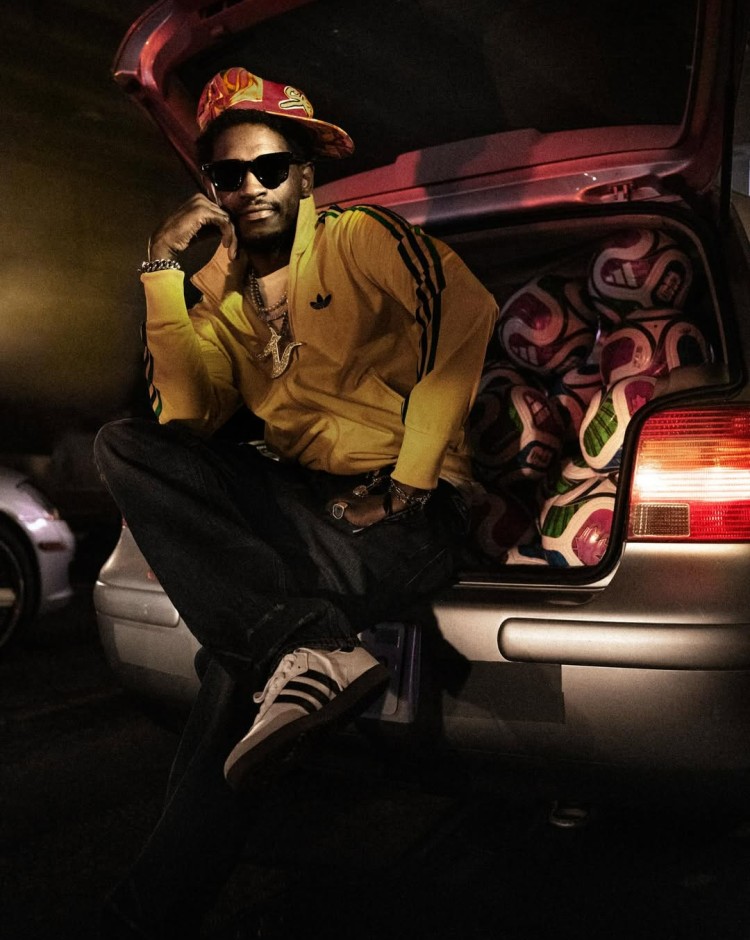 Adidas mobile banner showcasing trendy sneakers, activewear and sports essentials collection