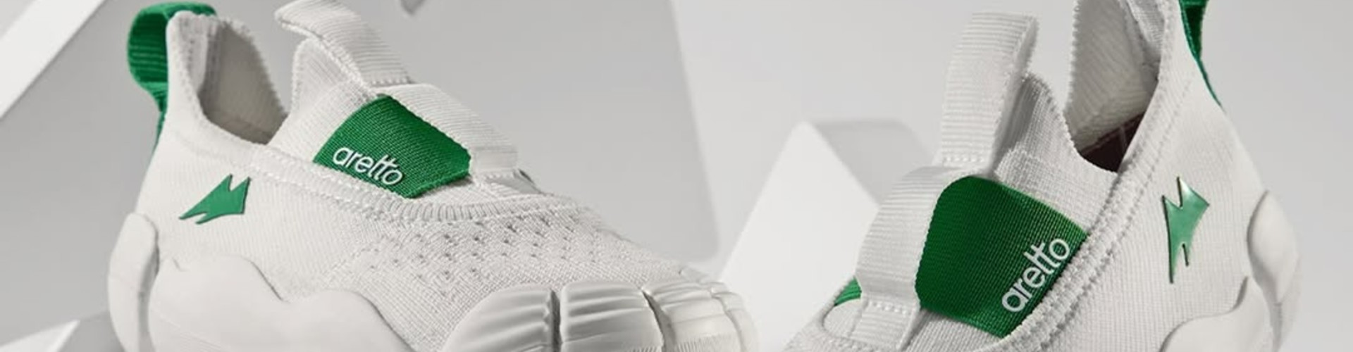 Aretto desktop banner highlighting kids’ footwear and comfort fashion collection