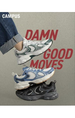 Campus footwear store image featuring stylish sneakers and athletic shoes