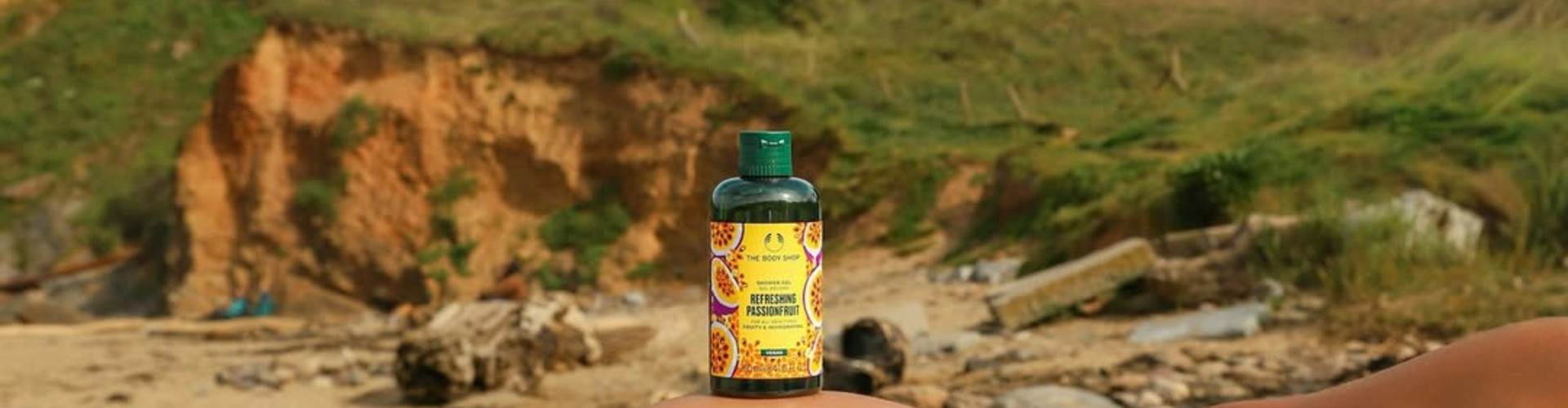 The Body Shop desktop banner highlighting skincare, beauty and personal care collection