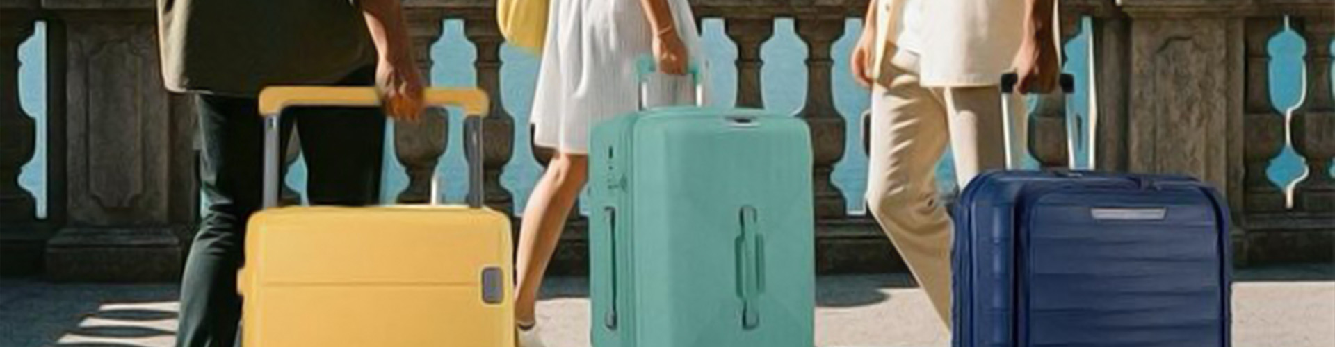 Safari desktop banner highlighting luggage, backpacks and travel essentials collection