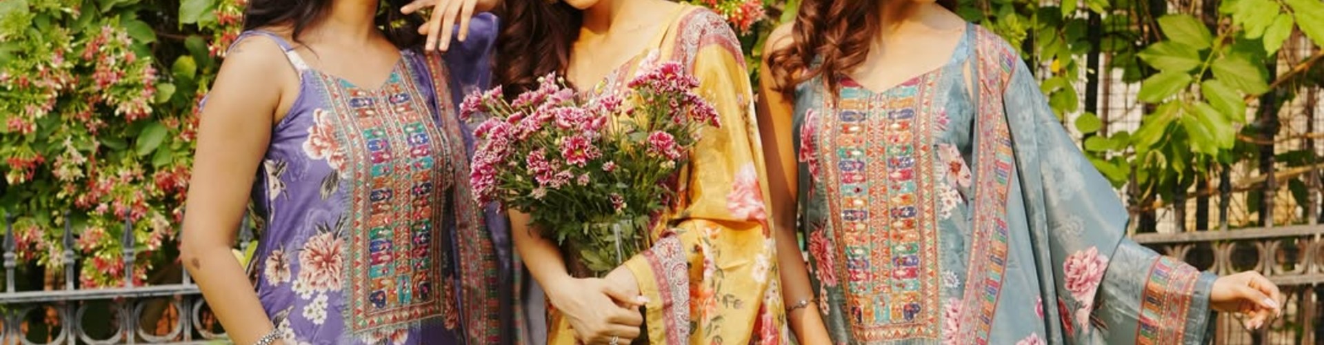 Neeru’s desktop banner highlighting stylish ethnic wear and festive fashion collection