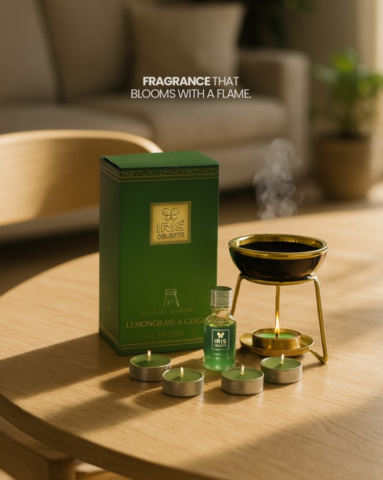 IRIS mobile banner showcasing aroma products, fragrances and lifestyle essentials collection