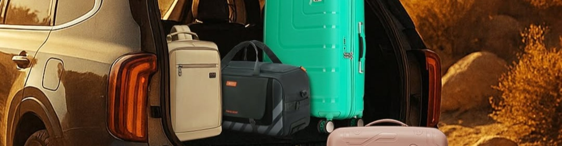 VIP desktop banner highlighting durable luggage and travel essentials collection