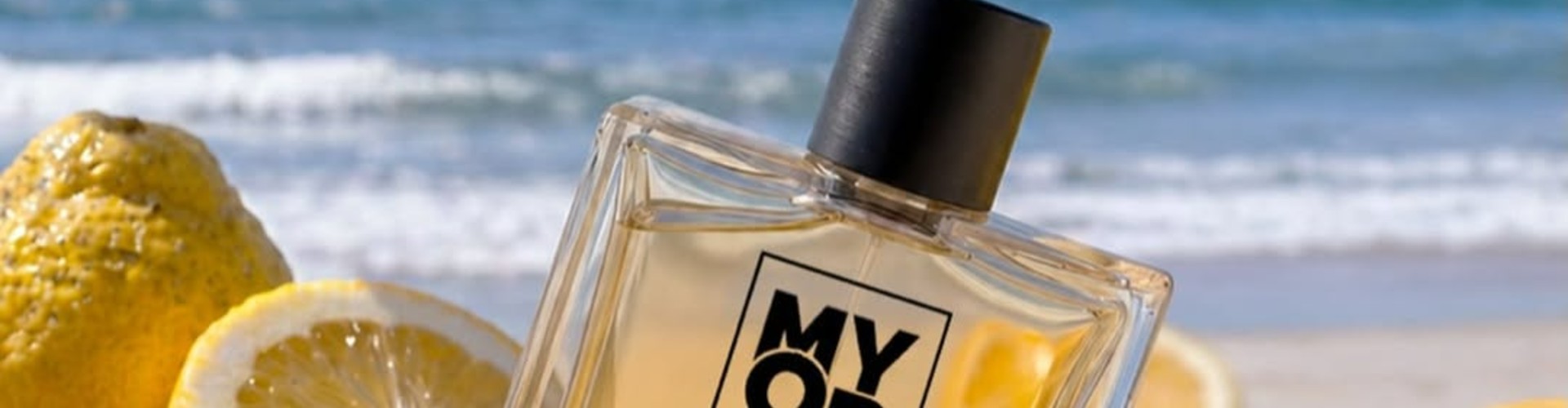 MYOP desktop banner highlighting personalized perfumes and premium fragrance experience