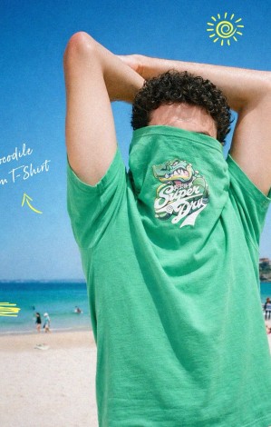 Superdry fashion store image featuring stylish jackets, casual wear and accessories